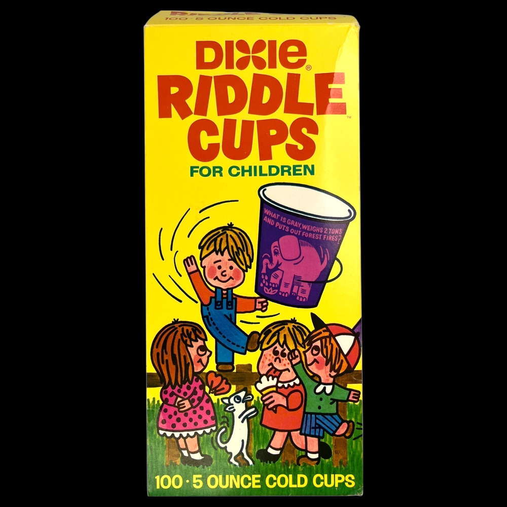 Dixie Riddle Cups 5 oz Vintage 1971 Jokes Children 100 Count Open Box Unused NOS